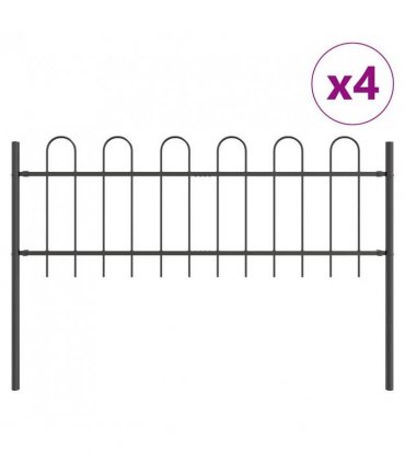 vidaXL Garden Fence 4 pcs Grey 6.8 x 0.6 m Powder-coated Steel