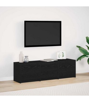 vidaXL TV Cabinet with LED Black Oak 140 x 34 x 40 cm Engineered Wood