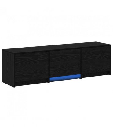 vidaXL TV Cabinet with LED Black Oak 140 x 34 x 40 cm Engineered Wood