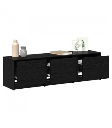 vidaXL TV Cabinet with LED Black Oak 140 x 34 x 40 cm Engineered Wood