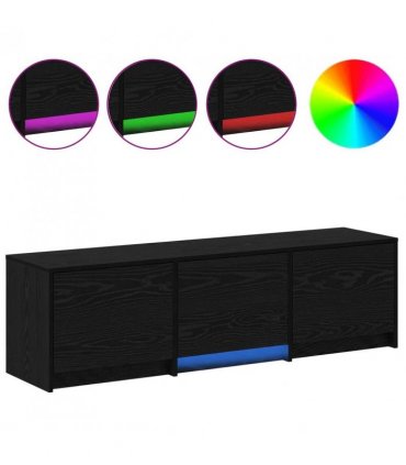 vidaXL TV Cabinet with LED Black Oak 140 x 34 x 40 cm Engineered Wood