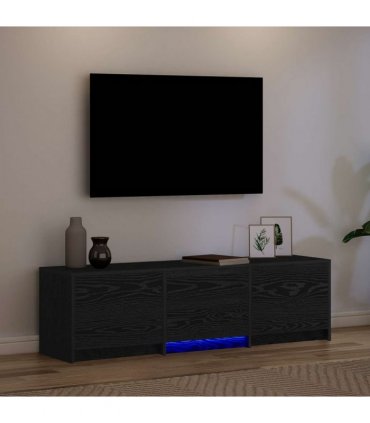 vidaXL TV Cabinet with LED Black Oak 140 x 34 x 40 cm Engineered Wood