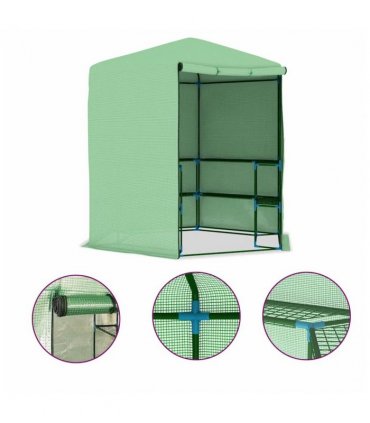 vidaXL Greenhouse | Green | PE mesh fabric, powder-coated steel | 227x223 cm