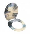 vidaXL WC Toilet Seat with Lid MDF Beach Design
