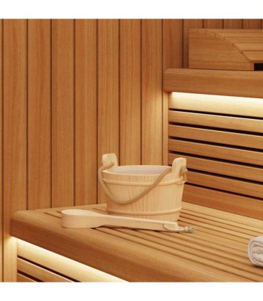 vidaXL Sauna Bucket 2 pcs Brown Solid Pine Wood and Hemp
