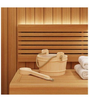 vidaXL Sauna Bucket 2 pcs Brown Solid Pine Wood and Hemp
