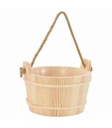 vidaXL Sauna Bucket 2 pcs Brown Solid Pine Wood and Hemp