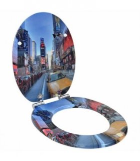 vidaXL Soft-Close Toilet Seat Multicolour 44 x 38 cm MDF board