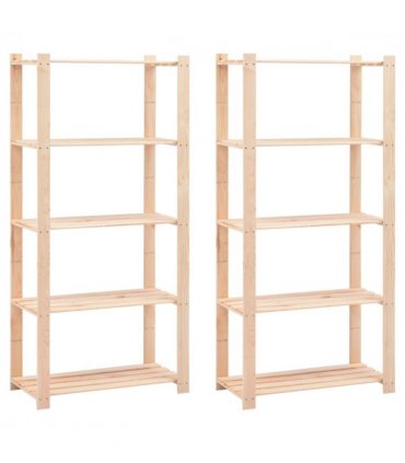 vidaXL 5-Tier Storage Racks 2 pcs 80x38x170 cm Solid Pinewood 250 kg