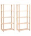 vidaXL 5-Tier Storage Racks 2 pcs 80x38x170 cm Solid Pinewood 250 kg