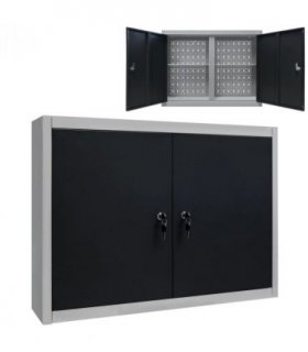 vidaXL Wall Mounted Tool Cabinet Industrial Style Metal Grey and Black