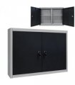 vidaXL Wall Mounted Tool Cabinet Industrial Style Metal Grey and Black