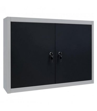 vidaXL Wall Mounted Tool Cabinet Industrial Style Metal Grey and Black