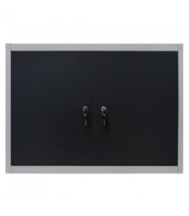 vidaXL Wall Mounted Tool Cabinet Industrial Style Metal Grey and Black