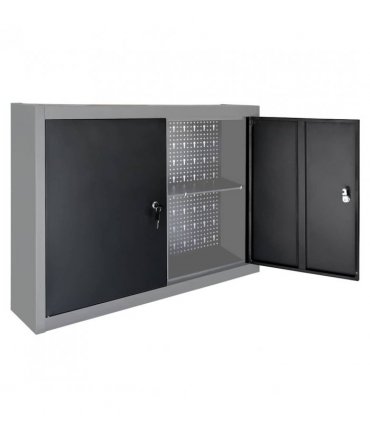 vidaXL Wall Mounted Tool Cabinet Industrial Style Metal Grey and Black