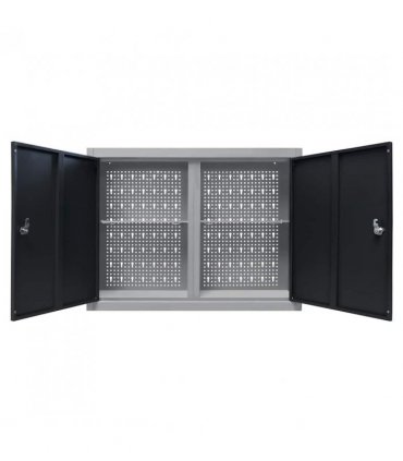 vidaXL Wall Mounted Tool Cabinet Industrial Style Metal Grey and Black