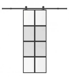 vidaXL Sliding Door with Hardware Set 76x205 cm Tempered Glass&Aluminium