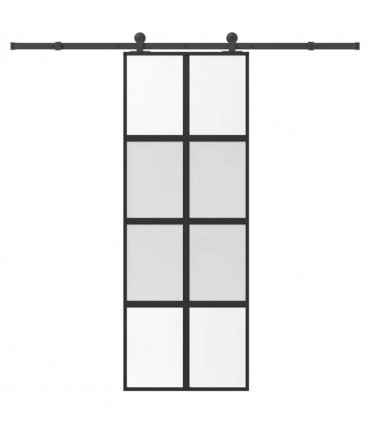 vidaXL Sliding Door with Hardware Set 76x205 cm Tempered Glass&Aluminium