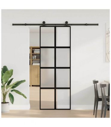 vidaXL Sliding Door with Hardware Set 76x205 cm Tempered Glass&Aluminium