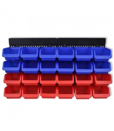2 pcs Blue & Red Wall Mounted Garage Tool Organiser