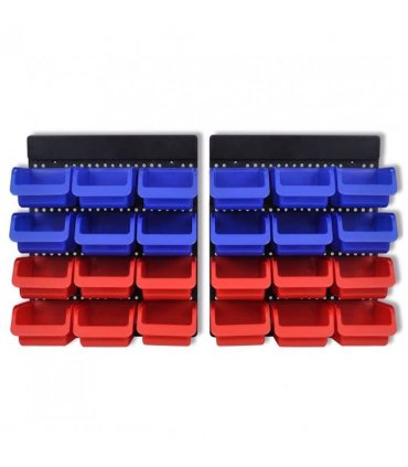 2 pcs Blue & Red Wall Mounted Garage Tool Organiser