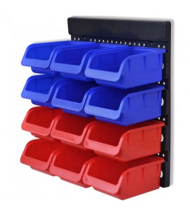 2 pcs Blue & Red Wall Mounted Garage Tool Organiser