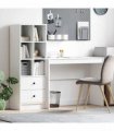 vidaXL Desk with Drawer with Shelf with Storage 2 pcs White