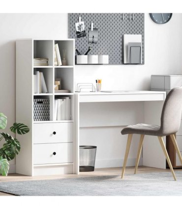 vidaXL Desk with Drawer with Shelf with Storage 2 pcs White