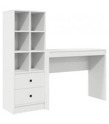 vidaXL Desk with Drawer with Shelf with Storage 2 pcs White