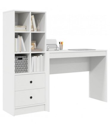 vidaXL Desk with Drawer with Shelf with Storage 2 pcs White