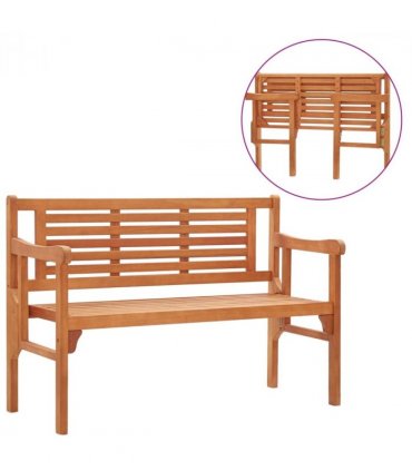 vidaXL Foldable Bench | Natural | Solid eucalyptus wood | 120 cm |  Foldable