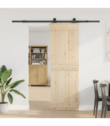 vidaXL Sliding Door Hardware Kit 213.5 cm Steel Black
