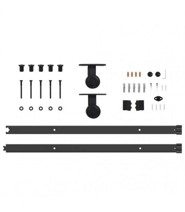 vidaXL Sliding Door Hardware Kit 213.5 cm Steel Black