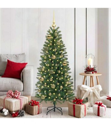 vidaXL Christmas Bauble Set with 150 LEDs 61 pcs Gold Plastic