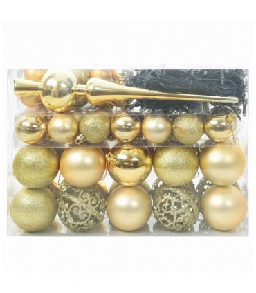 vidaXL Christmas Bauble Set with 150 LEDs 61 pcs Gold Plastic