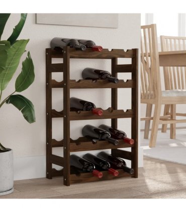 vidaXL Wine Rack for 20 Bottles Brown Solid Wood Pine