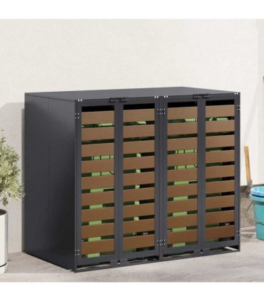 vidaXL Wheelie Bin Storage for 2 Bins Anthracite 136 x 77.5 x 115.5 cm