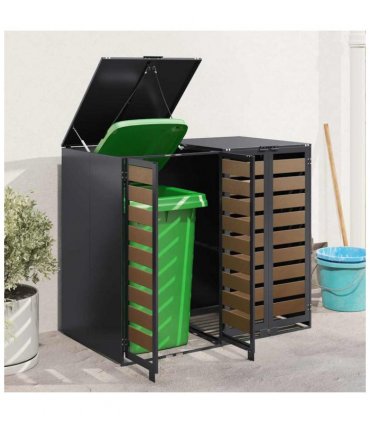 vidaXL Wheelie Bin Storage for 2 Bins Anthracite 136 x 77.5 x 115.5 cm