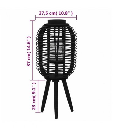 vidaXL Freestanding Candle Lantern Holder Bamboo Black