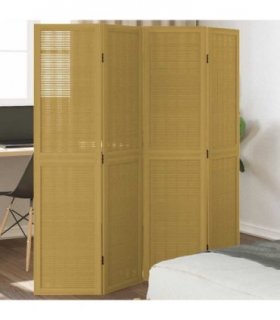 vidaXL Room Divider 4 Panels Brown Solid Wood Paulownia