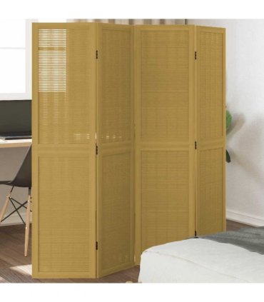 vidaXL Room Divider 4 Panels Brown Solid Wood Paulownia
