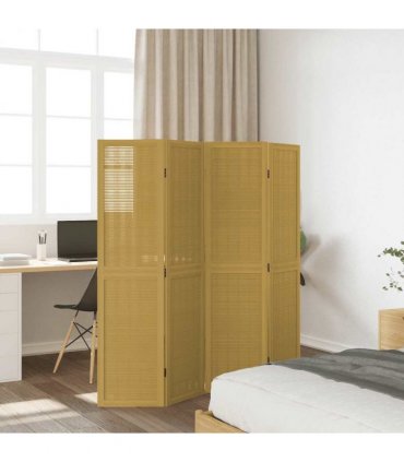 vidaXL Room Divider 4 Panels Brown Solid Wood Paulownia