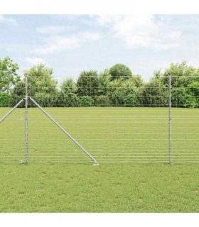 vidaXL Welded Wire Fence with Spikes 25 x 1.5 m Galvanised Steel Mesh