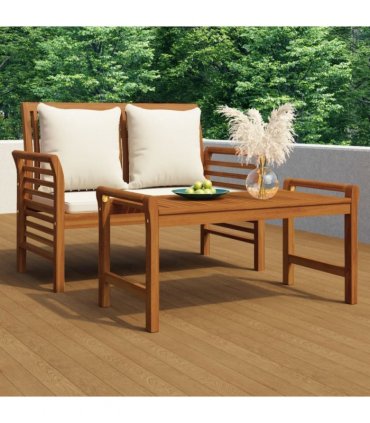 vidaXL Garden Lounge Set | Cream White | Solid Acacia wood | 2-seater