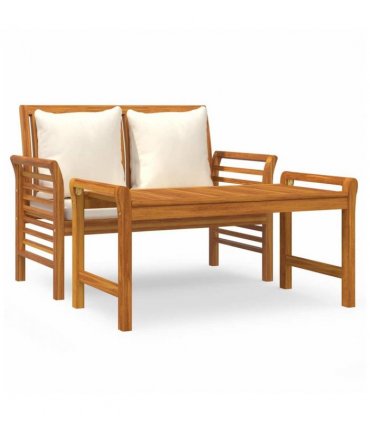 vidaXL Garden Lounge Set | Cream White | Solid Acacia wood | 2-seater