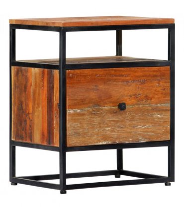 vidaXL Bedside Cabinet 40x30x50 cm Solid Reclaimed Wood and Steel
