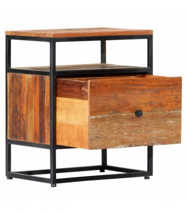 vidaXL Bedside Cabinet 40x30x50 cm Solid Reclaimed Wood and Steel