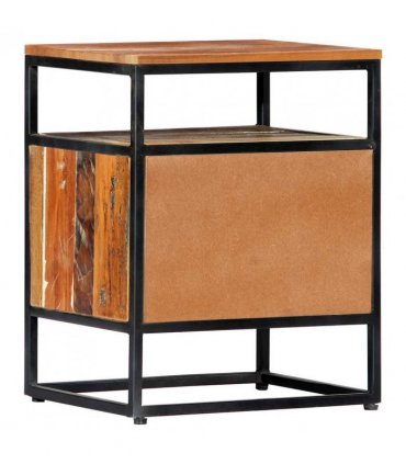 vidaXL Bedside Cabinet 40x30x50 cm Solid Reclaimed Wood and Steel