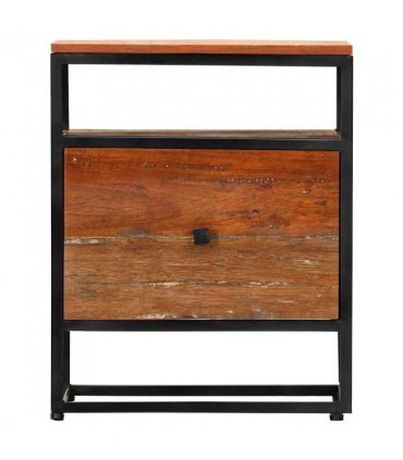 vidaXL Bedside Cabinet 40x30x50 cm Solid Reclaimed Wood and Steel