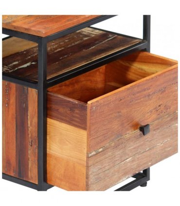 vidaXL Bedside Cabinet 40x30x50 cm Solid Reclaimed Wood and Steel